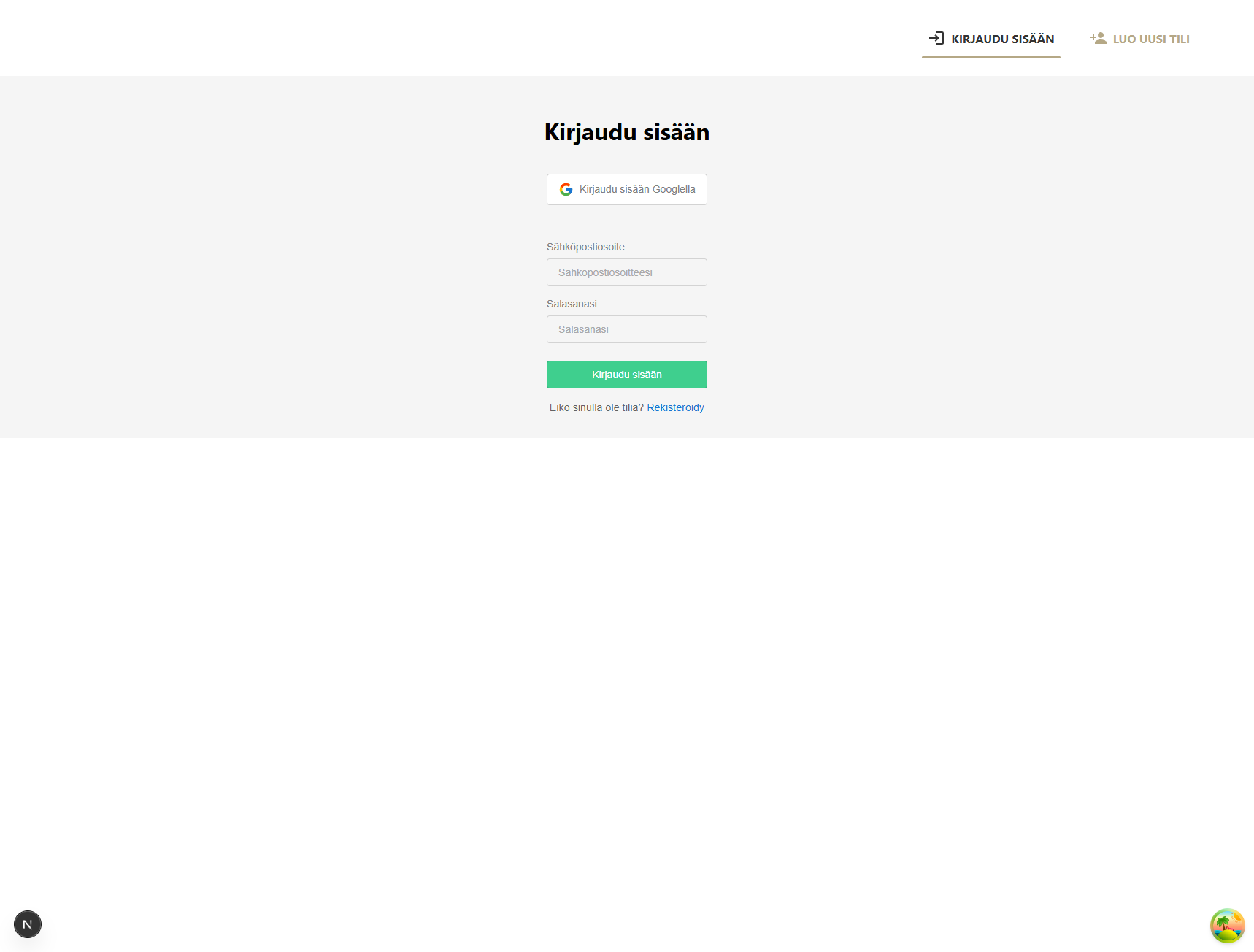 Kirjautumissivu