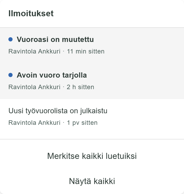 Työntekijän ilmoituskello Oma-portaalissa