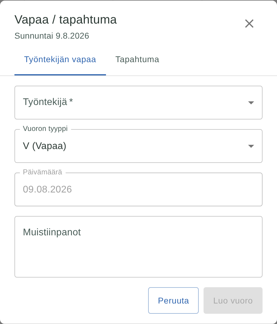 Ikkuna: työntekijän vapaa