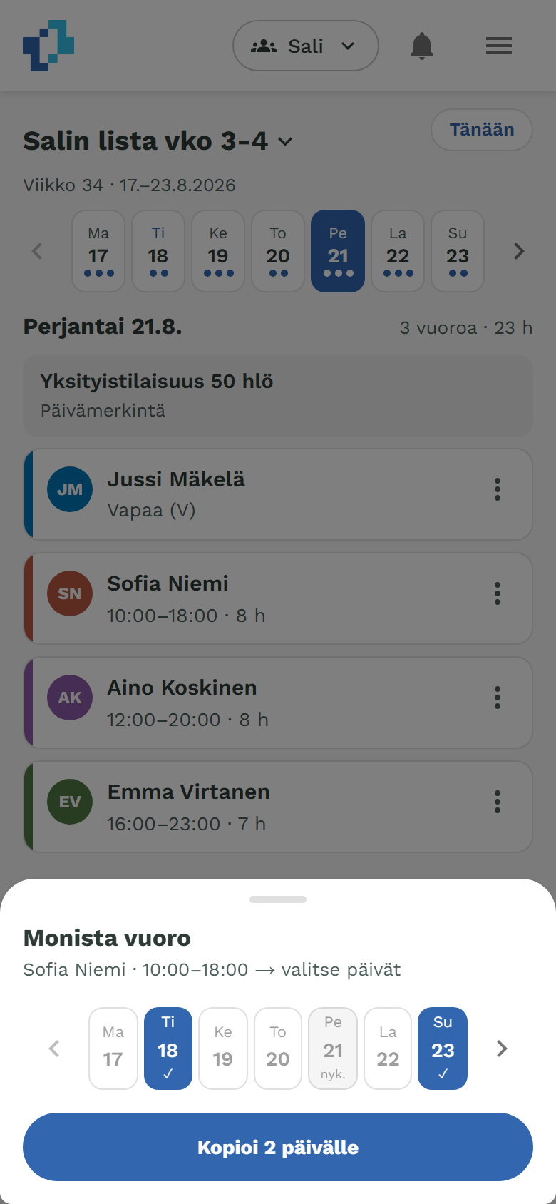 Monista vuoro: kaksi päivää valittuna viikonauhasta