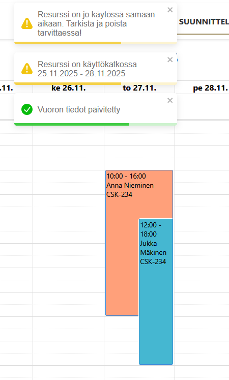 Resurssi käytössä -varoitus