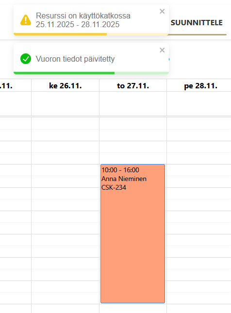 Resurssi käyttökatkolla -varoitus