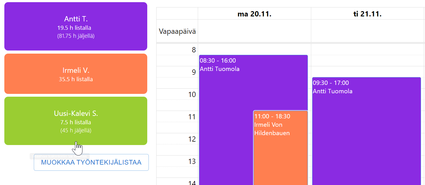 tyovuorolista.fi:n kalenterinäkymä.