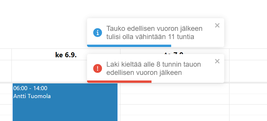 tyovuorolista.fi:n varoituksia ja notifikaatioita.