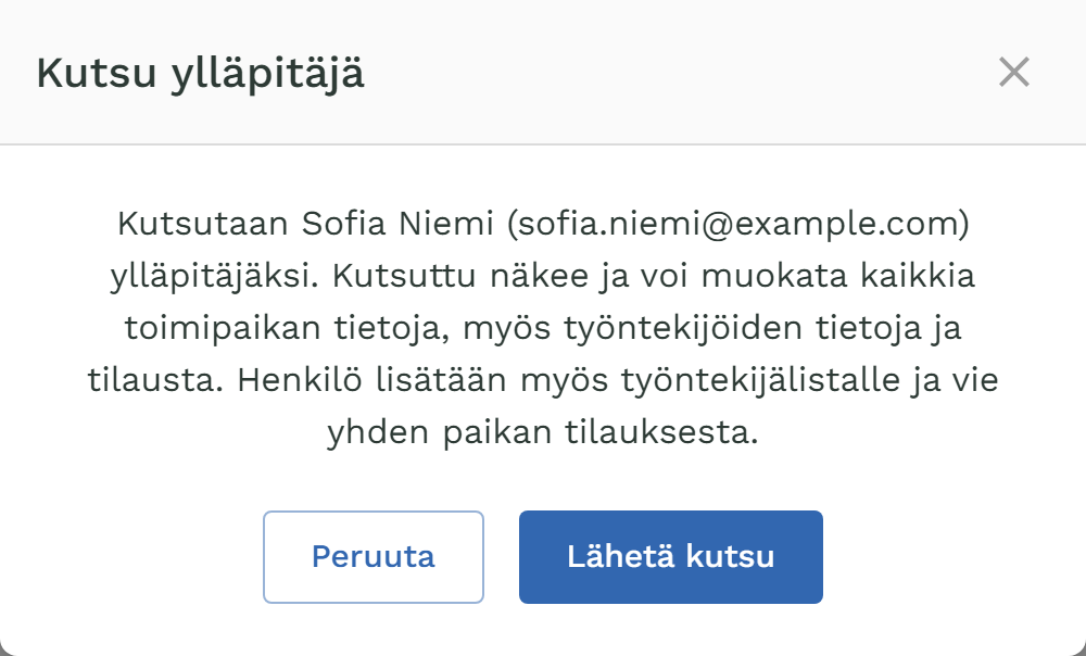 Vahvistus uuden henkilön kutsulle: lisätään myös työntekijälistalle